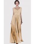 V-neck Natural Chiffon Floor-length A-line Bridesmaid Dresses