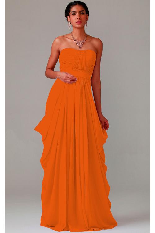 Zipper Chiffon Floor-length Strapless A-line Bridesmaid Dresses