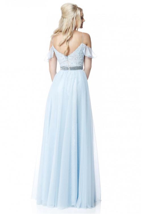 Modern Off Shoulder Long A-line Slit Prom Dress Beaded Waist