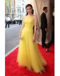  A-line One Shoulder Met Gala 2017 Inspired Yellow Prom Dress 