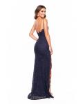  Sheath/Column Spaghetti Straps Sleeveless Lace Split Floor-length Long Prom Dresses