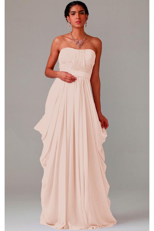 Zipper Chiffon Floor-length Strapless A-line Bridesmaid Dresses