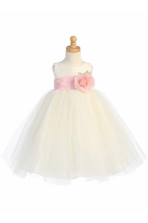 Sleeveless Tulle Baby Dresses with Flower and Bowknot