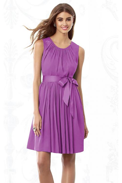 Sleeveless Jewel Knee-length None Chiffon Bridesmaid Dresses