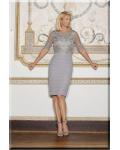Illusion Neck Crystal Detailling Column Mother of the Bride Dress with Shawl 