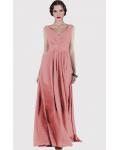 V-neck Natural Chiffon Floor-length A-line Bridesmaid Dresses