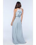  A-line Halter Neckline Sleeveless Split Floor-length Long Chiffon Bridesmaid Dresses