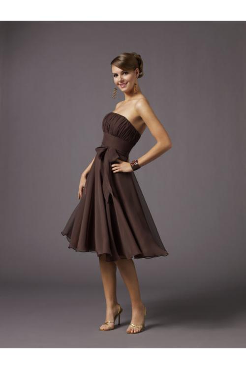 Nectarean A-line Strapless Ruching Knee-length Chiffon Bridesmaid Dresses 