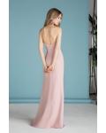 Sweetheart Pleated Long Blush Chiffon Bridesmaid Dress Boho Chic 