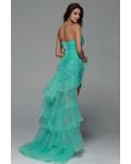 High Low Beading A-line Tulle Prom Dress 