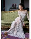 Exquisite Long Sleeves A-Line Lace Wedding Dress with Button Back 