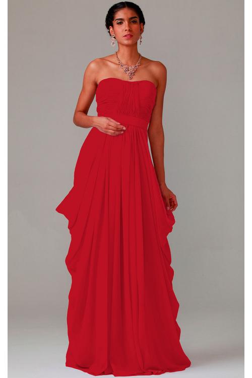 Zipper Chiffon Floor-length Strapless A-line Bridesmaid Dresses