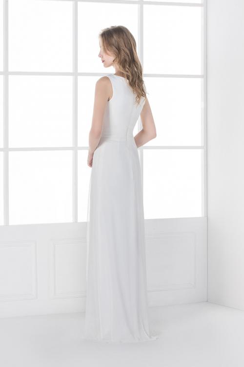  A-line V-neck Sleeveless Floor-length Beach Wedding Dresses