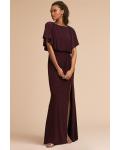  A-line Bateau Neck Short Sleeves Split Floor-length Long Evening Dresses