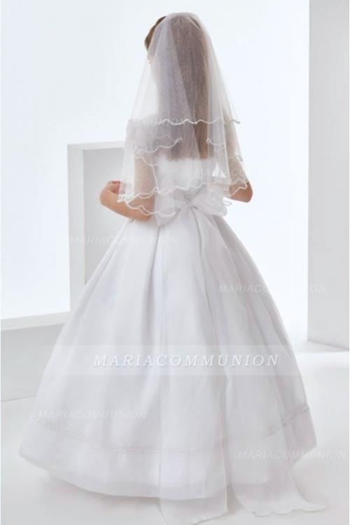 Exquisite Short Sleeve Bow(s) Lace Sashes/Ribbons Floor-length Long Organza Communion Dresses