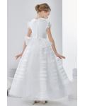 Ball Gown High Neck Short Sleeve Bow(s) Floor-length Organza Communion Dress