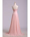 Sweetheart Sleeveless Beading Floor length Long Chiffon Prom Dress