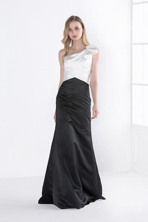  A-line One Shoulder Sleeveless Long Satin Bridesmaid Dress