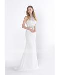  bateau sleeveless beading sequins floor-length chiffon evening dresses