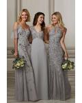  A-line V-neck Sleeveless Beading Bodice Floor-length Long Satin Prom Dresses