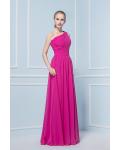  A-line One Shoulder Sleeveless Pleated Long Bridesmaid Dress