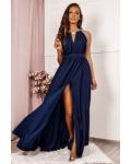 Glamorous Split Floor-length Long Chiffon Bridesmaid Dress Jewel Neckline Evening Dress