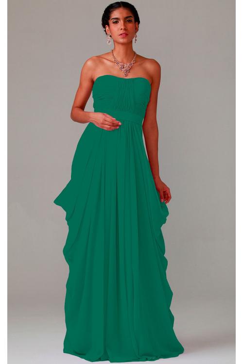 Zipper Chiffon Floor-length Strapless A-line Bridesmaid Dresses