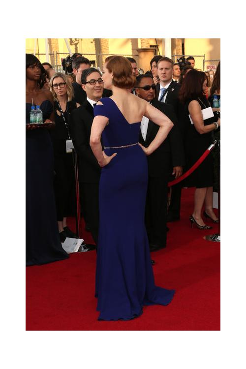 Amy Adams Berardi Split Sleeveless One Shoulder Royal Blue Long Jersey Prom Dress with Beading 