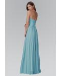 Beach Long Chiffon Strapless Sweetheart Pleated Bridesmaid Dress with Ribbon