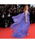 Cannes Jessica Chastain Long Sleeveless Split Long Regency Chiffon Prom Dress with Ribbon 
