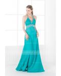 Haleter Beading Empire A-line Turquoise Long Chiffon Junior Prom Dress