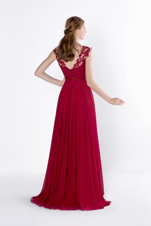 Chic Sleeveless V Neck A-line Long Chiffon Prom Dress 